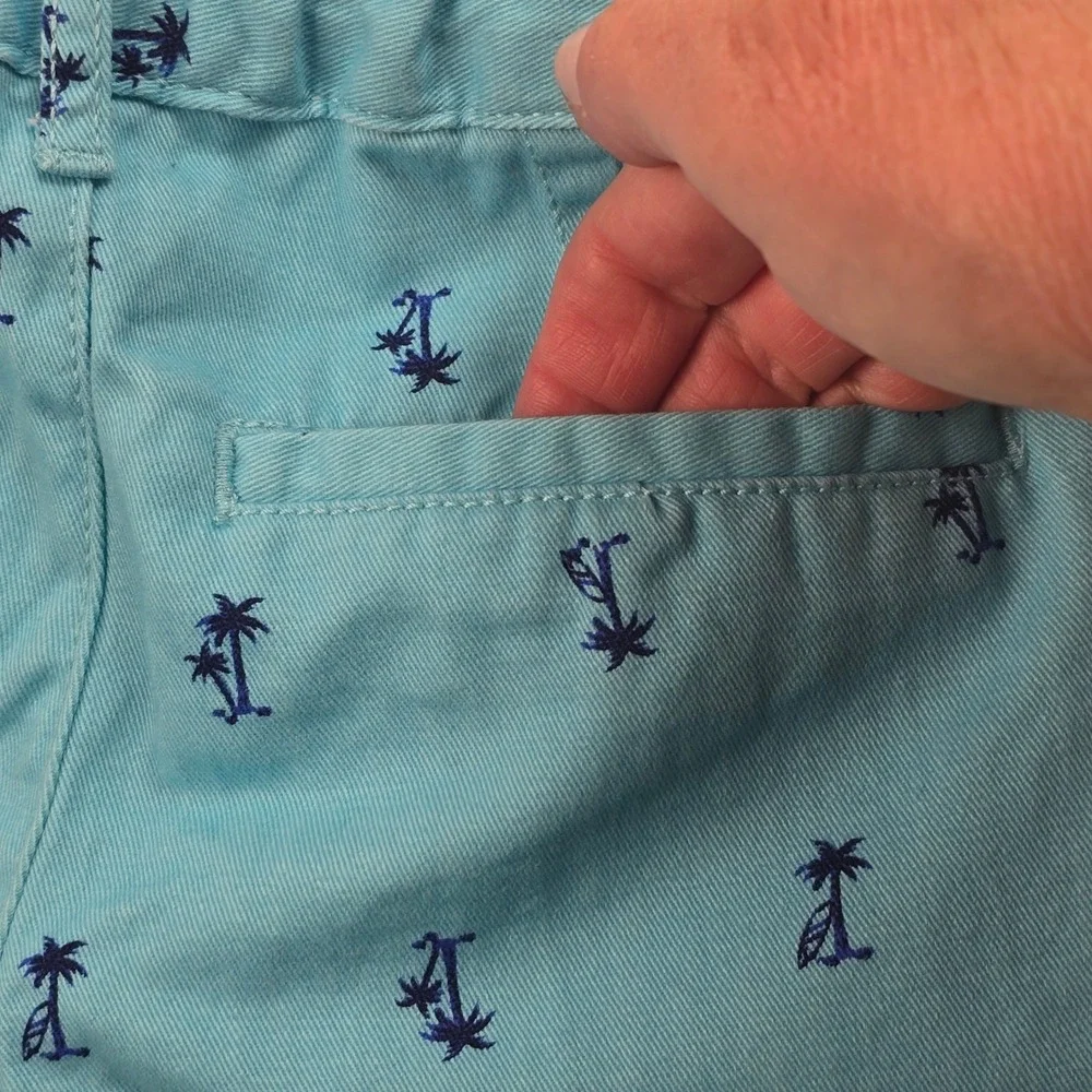 Boys‎ Light Blue Palm Tree Sailboat Embroidered Summer Chino Shorts